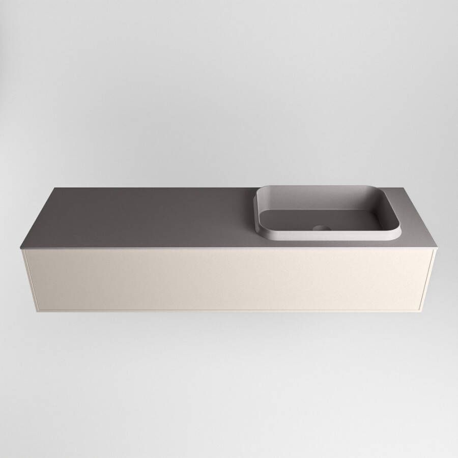 Mondiaz Erin badmeubel 150cm Linen Ridge wastafel Dark Grey Rechts met 1 kraangat