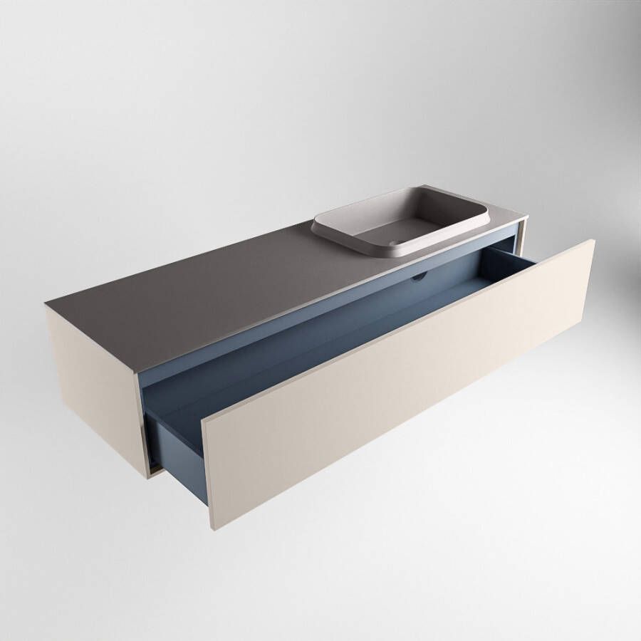 Mondiaz Erin badmeubel 150cm Linen Ridge wastafel Dark Grey Rechts met 1 kraangat