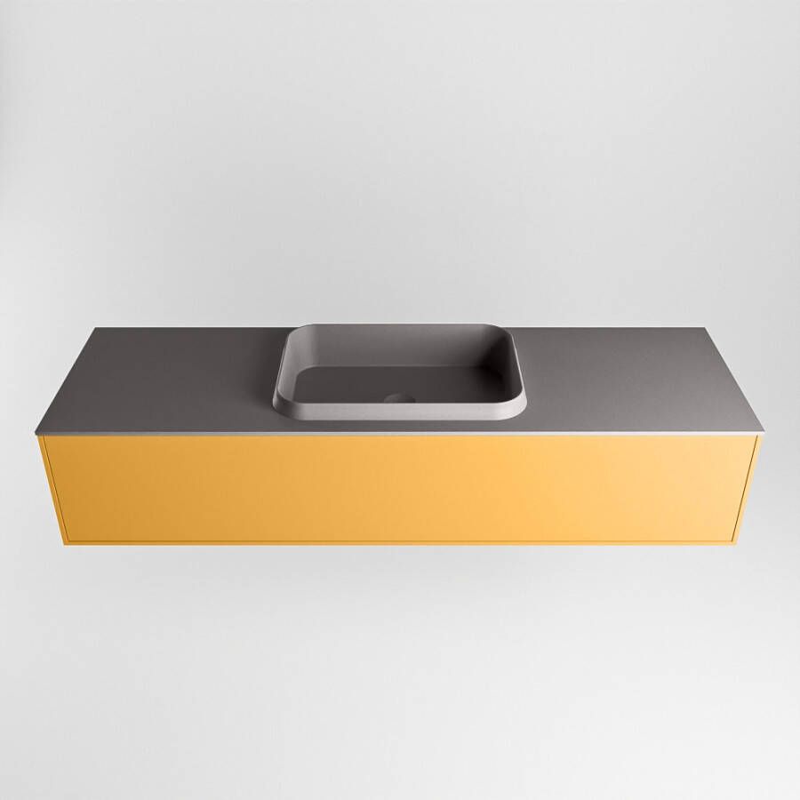 Mondiaz Erin badmeubel 150cm Ocher Ridge wastafel Dark Grey Midden met 1 kraangat