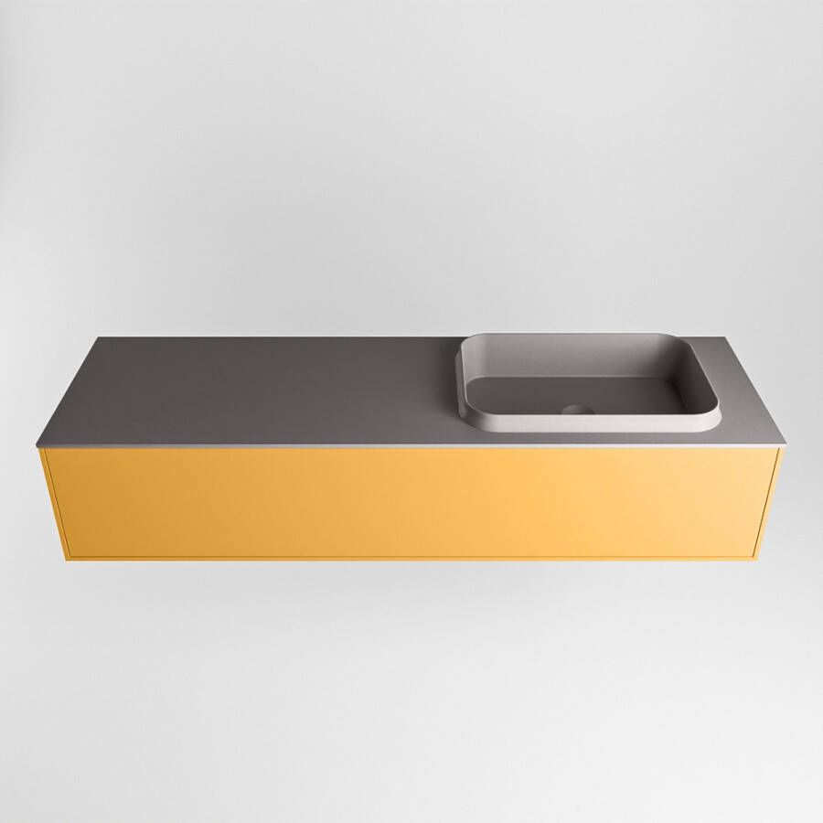 Mondiaz Erin badmeubel 150cm Ocher Ridge wastafel Dark Grey Rechts met 1 kraangat
