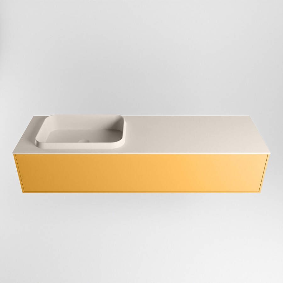 Mondiaz Erin badmeubel 150cm Ocher Ridge wastafel Linen Links zonder kraangat