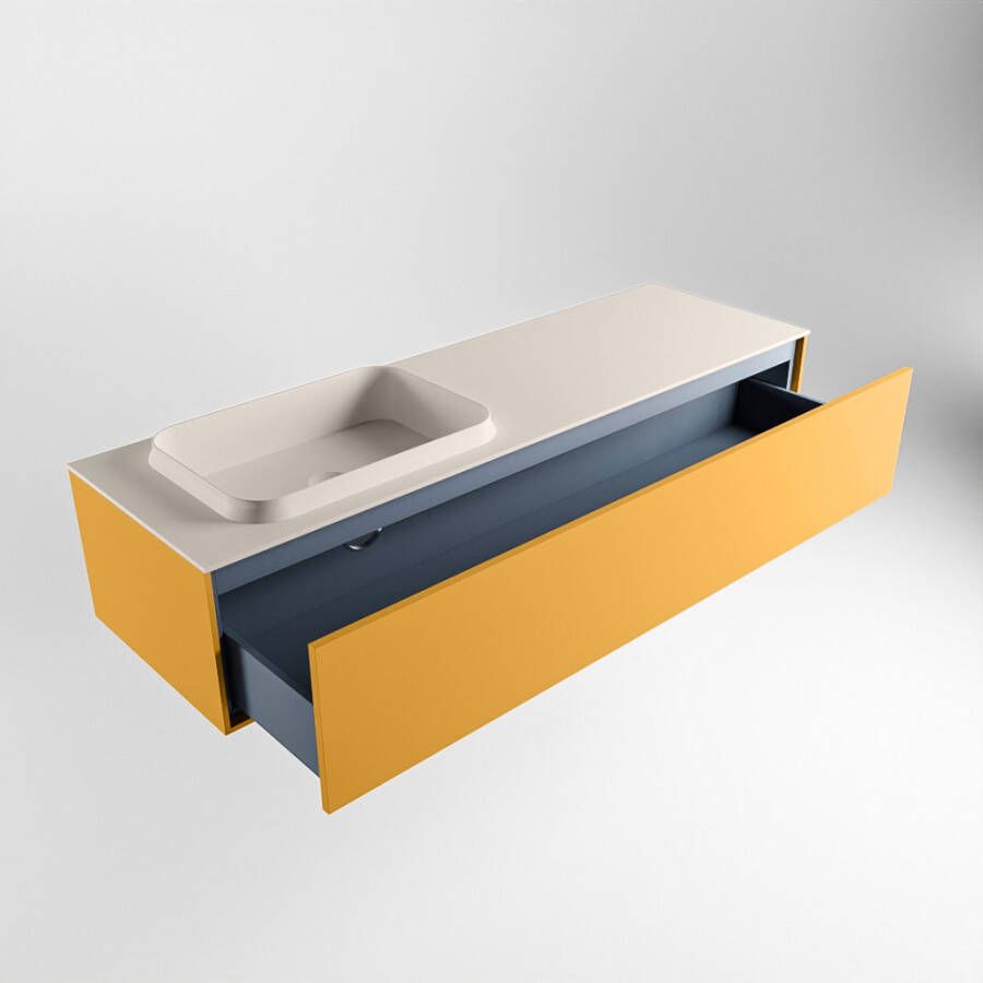 Mondiaz Erin badmeubel 150cm Ocher Ridge wastafel Linen Links zonder kraangat