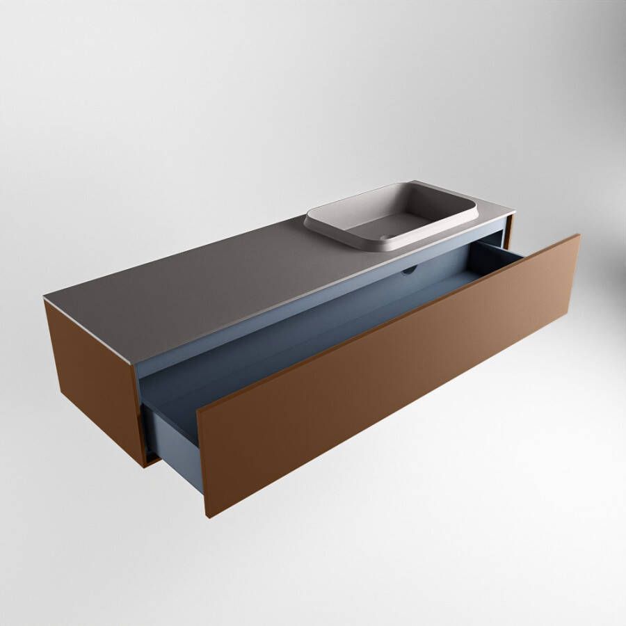 Mondiaz Erin badmeubel 150cm Rust Ridge wastafel Dark Grey Rechts met 1 kraangat