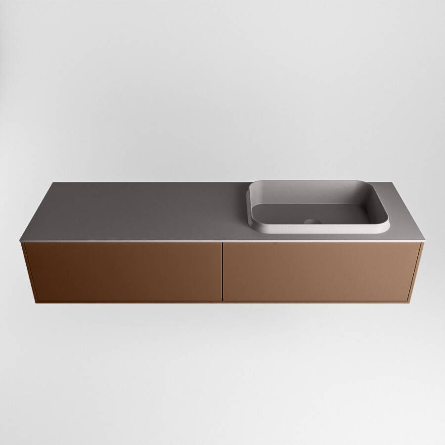 Mondiaz Erin badmeubel 150cm Rust Ridge wastafel Dark Grey Rechts met 1 kraangat