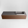 Mondiaz ERIN 150cm badmeubelset onderkast kleur Rust met 2 lades Wastafel RIDGE rechts 1 kraangat kleur Dark grey ERIN11829 - Thumbnail 4