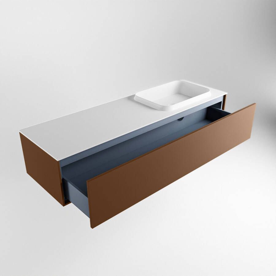 Mondiaz Erin badmeubel 150cm Rust Ridge wastafel Talc Rechts met 1 kraangat