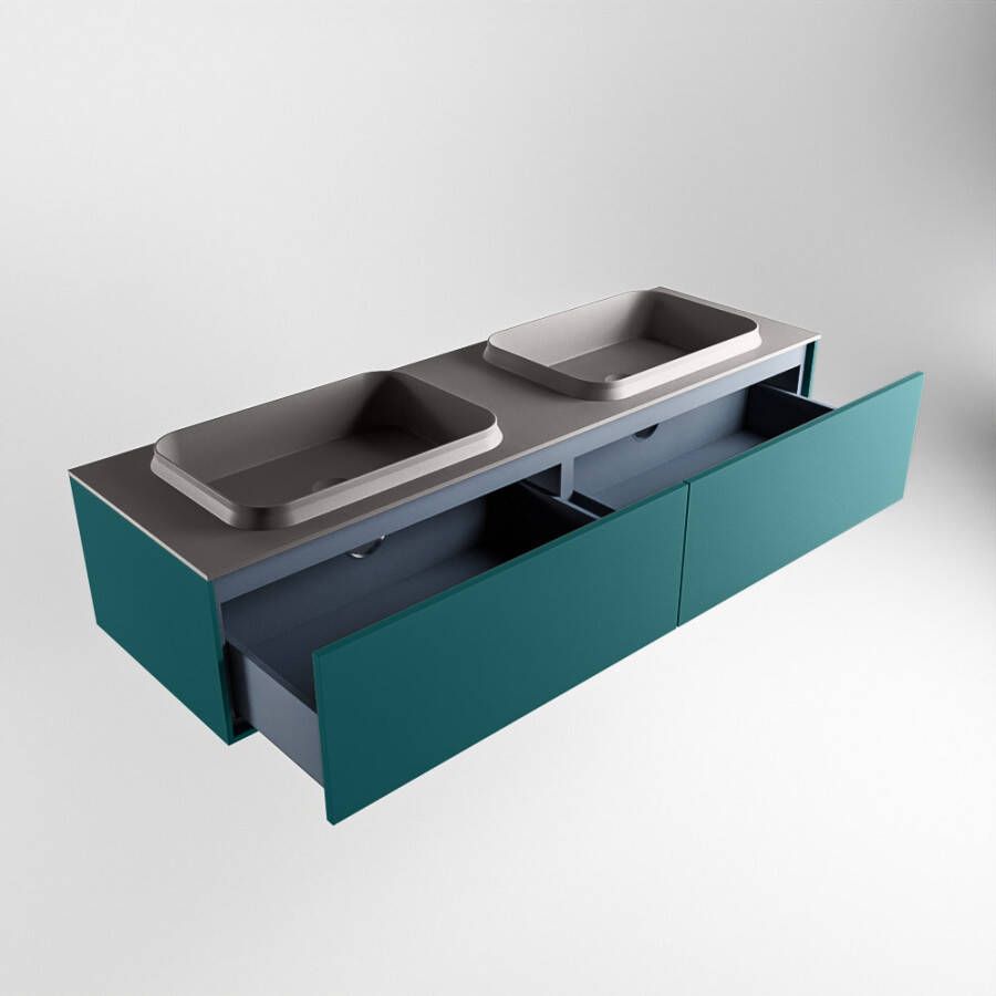 Mondiaz Erin badmeubel 150cm Smag Ridge wastafel Dark Grey Dubbel zonder kraangat