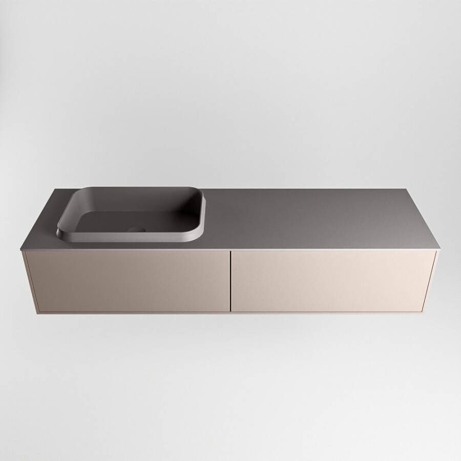 Mondiaz Erin badmeubel 150cm Smoke Ridge wastafel Dark Grey Links met 1 kraangat