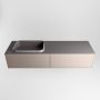 Mondiaz ERIN 150cm badmeubelset onderkast kleur Smoke met 2 lades Wastafel RIDGE links zonder kraangaten kleur Dark grey ERIN11689 - Thumbnail 4