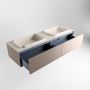 Mondiaz ERIN 150cm badmeubelset onderkast kleur Smoke met 2 lades Wastafel RIDGE dubbel 2 kraangaten kleur Linen ERIN12442 - Thumbnail 4