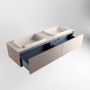 Mondiaz ERIN 150cm badmeubelset onderkast kleur Smoke met 2 lades Wastafel RIDGE dubbel zonder kraangaten kleur Linen ERIN12439 - Thumbnail 4