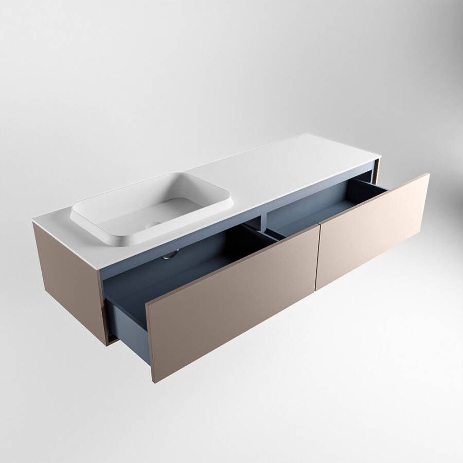 Mondiaz Erin badmeubel 150cm Smoke Ridge wastafel Talc Links met 1 kraangat