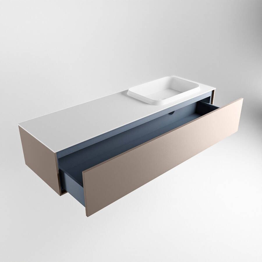 Mondiaz Erin badmeubel 150cm Smoke Ridge wastafel Talc Rechts zonder kraangat