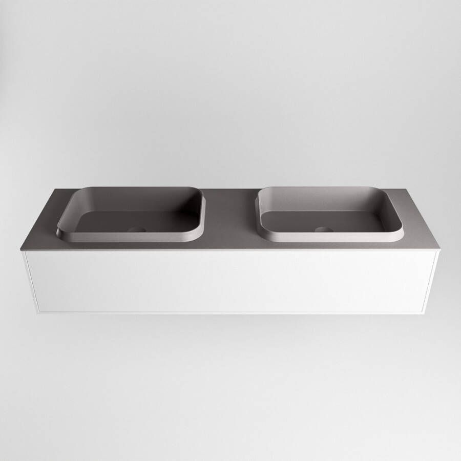 Mondiaz Erin badmeubel 150cm Talc Ridge wastafel Dark Grey Dubbel zonder kraangat