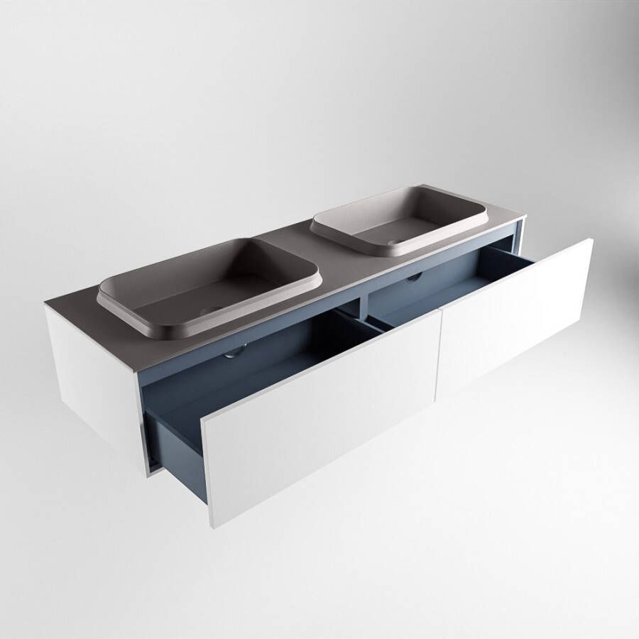 Mondiaz Erin badmeubel 150cm Talc Ridge wastafel Dark Grey Dubbel zonder kraangat