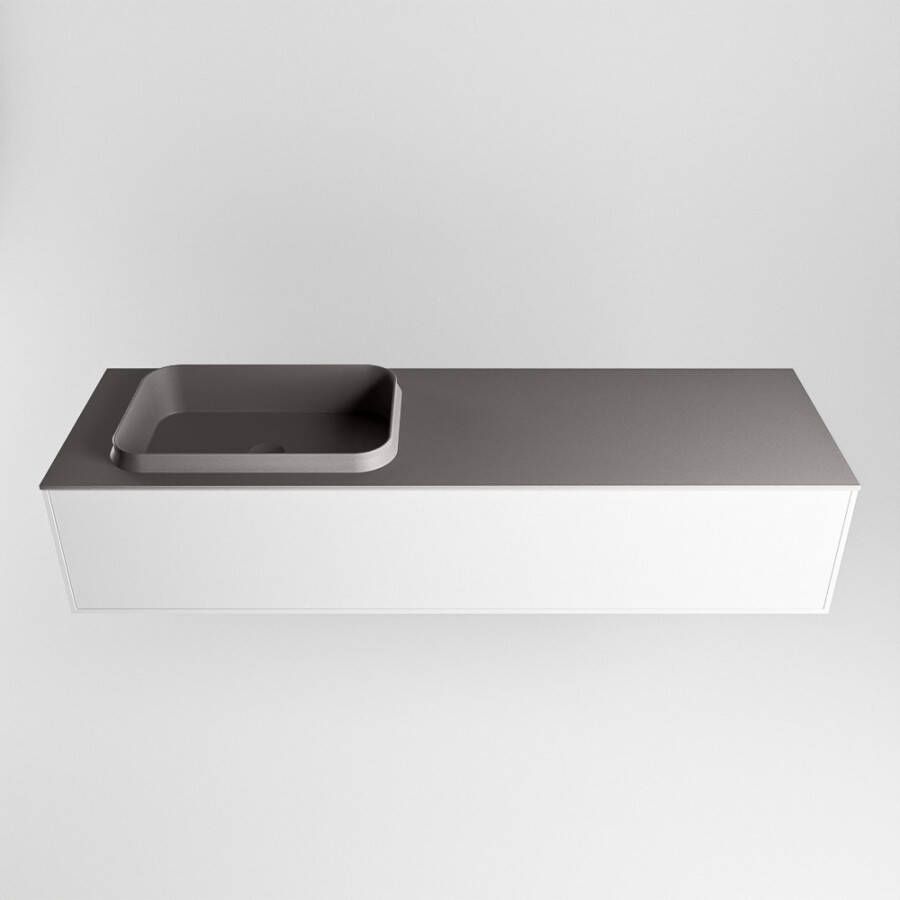 Mondiaz Erin badmeubel 150cm Talc Ridge wastafel Dark Grey Links zonder kraangat