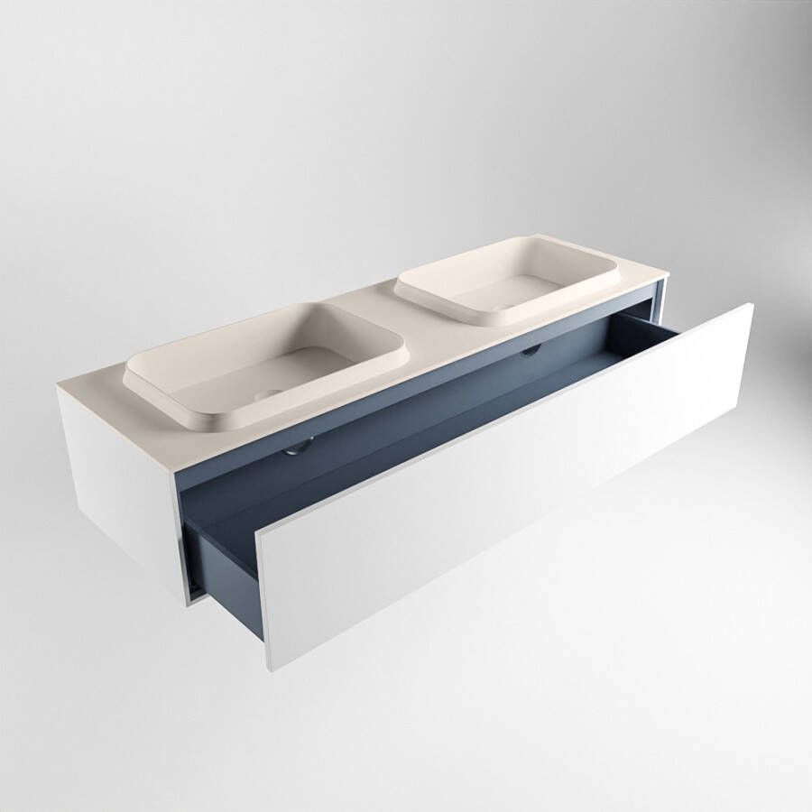 Mondiaz Erin badmeubel 150cm Talc Ridge wastafel Linen Dubbel zonder kraangat