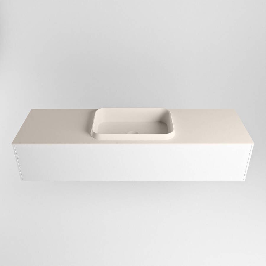 Mondiaz Erin badmeubel 150cm Talc Ridge wastafel Linen Midden zonder kraangat