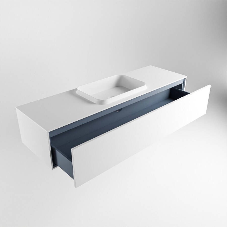 Mondiaz Erin badmeubel 150cm Talc Ridge wastafel Talc Midden zonder kraangat