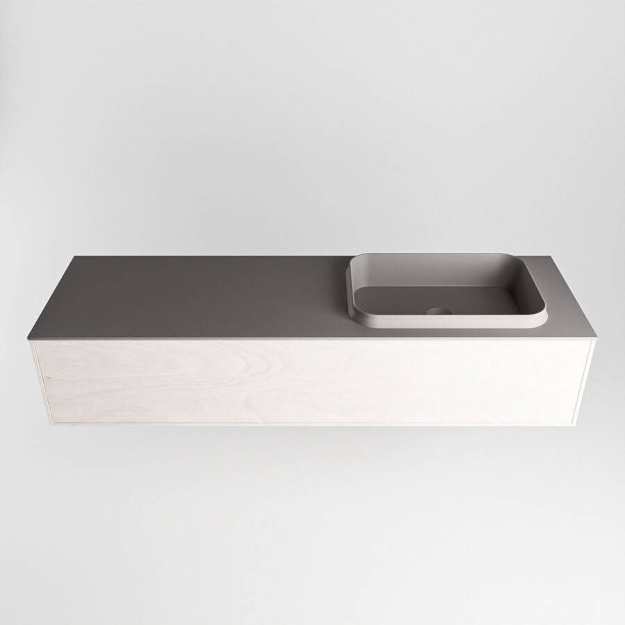 Mondiaz Erin badmeubel 150cm Underlayment Ridge wastafel Dark Grey Rechts zonder kraangat