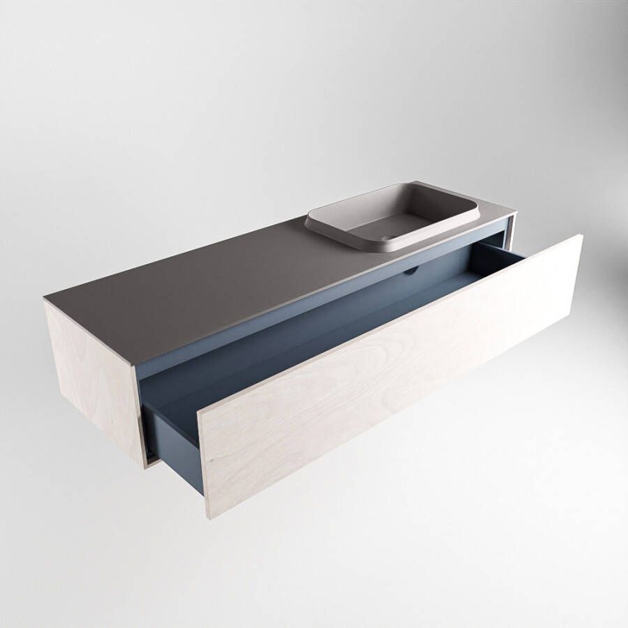 Mondiaz Erin badmeubel 150cm Underlayment Ridge wastafel Dark Grey Rechts zonder kraangat