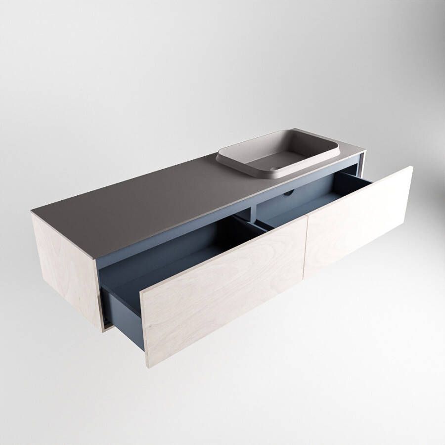 Mondiaz Erin badmeubel 150cm Underlayment Ridge wastafel Dark Grey Rechts zonder kraangat