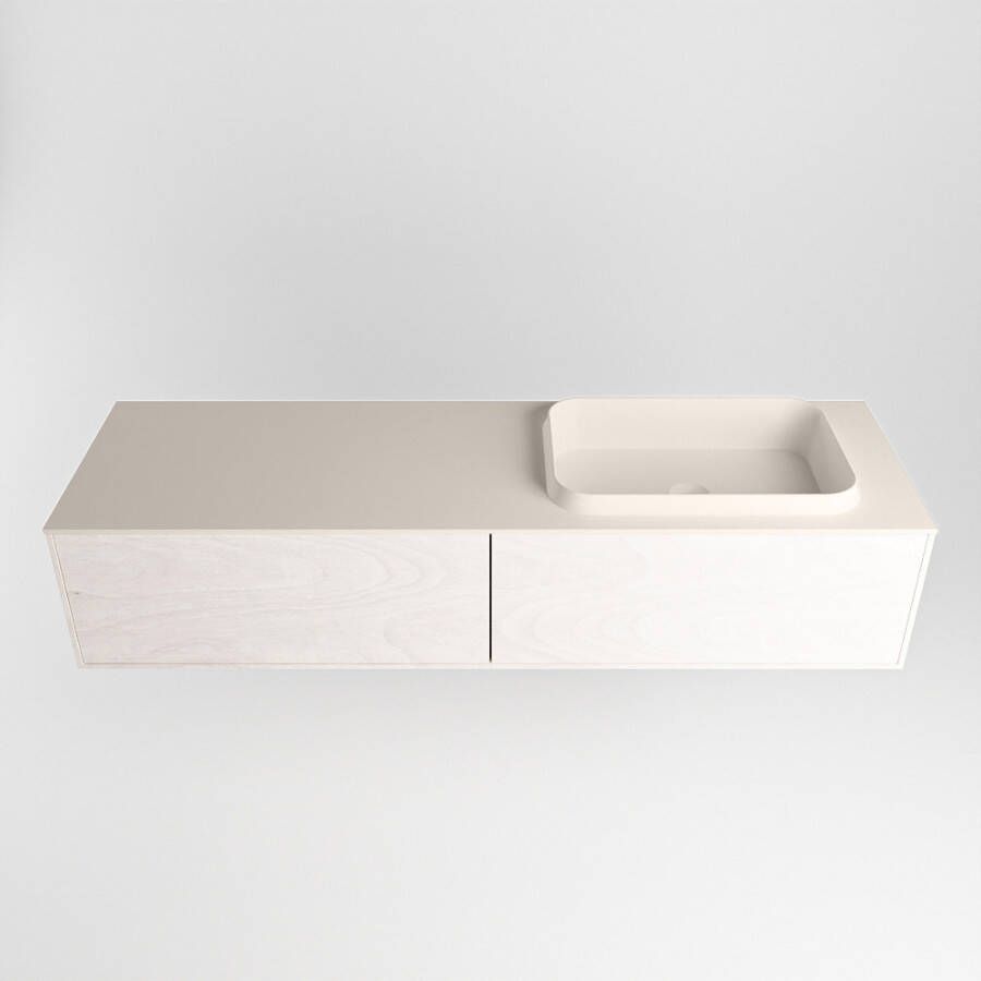 Mondiaz Erin badmeubel 150cm Underlayment Ridge wastafel Linen Rechts met 1 kraangat