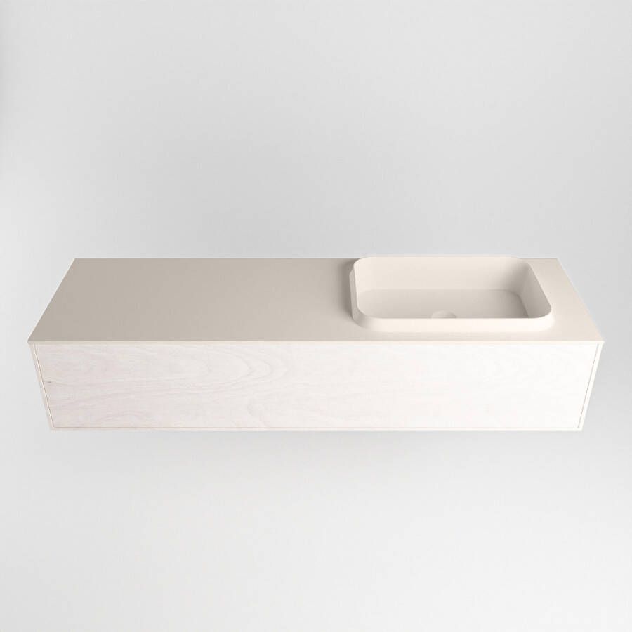 Mondiaz Erin badmeubel 150cm Underlayment Ridge wastafel Linen Rechts zonder kraangat