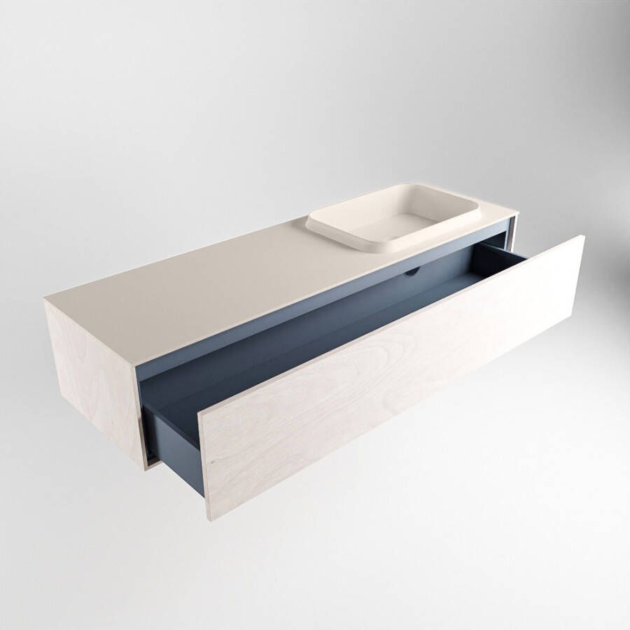 Mondiaz Erin badmeubel 150cm Underlayment Ridge wastafel Linen Rechts zonder kraangat
