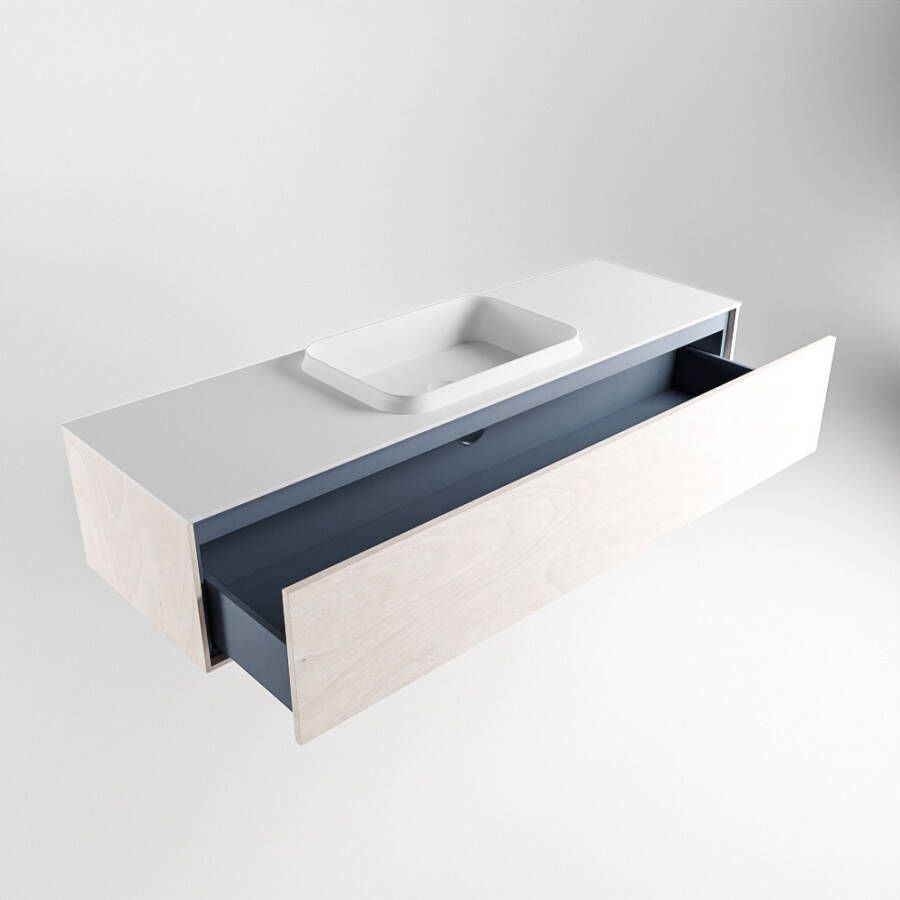 Mondiaz Erin badmeubel 150cm Underlayment Ridge wastafel Talc Midden met 1 kraangat