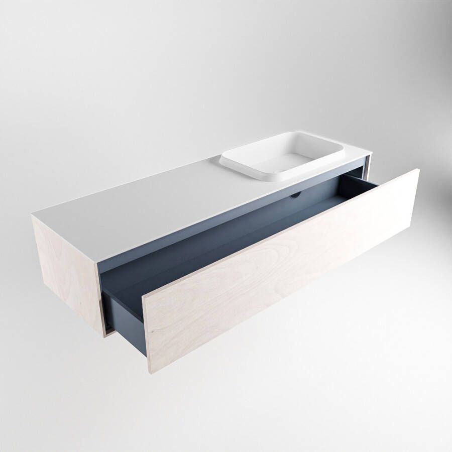 Mondiaz Erin badmeubel 150cm Underlayment Ridge wastafel Talc Rechts zonder kraangat