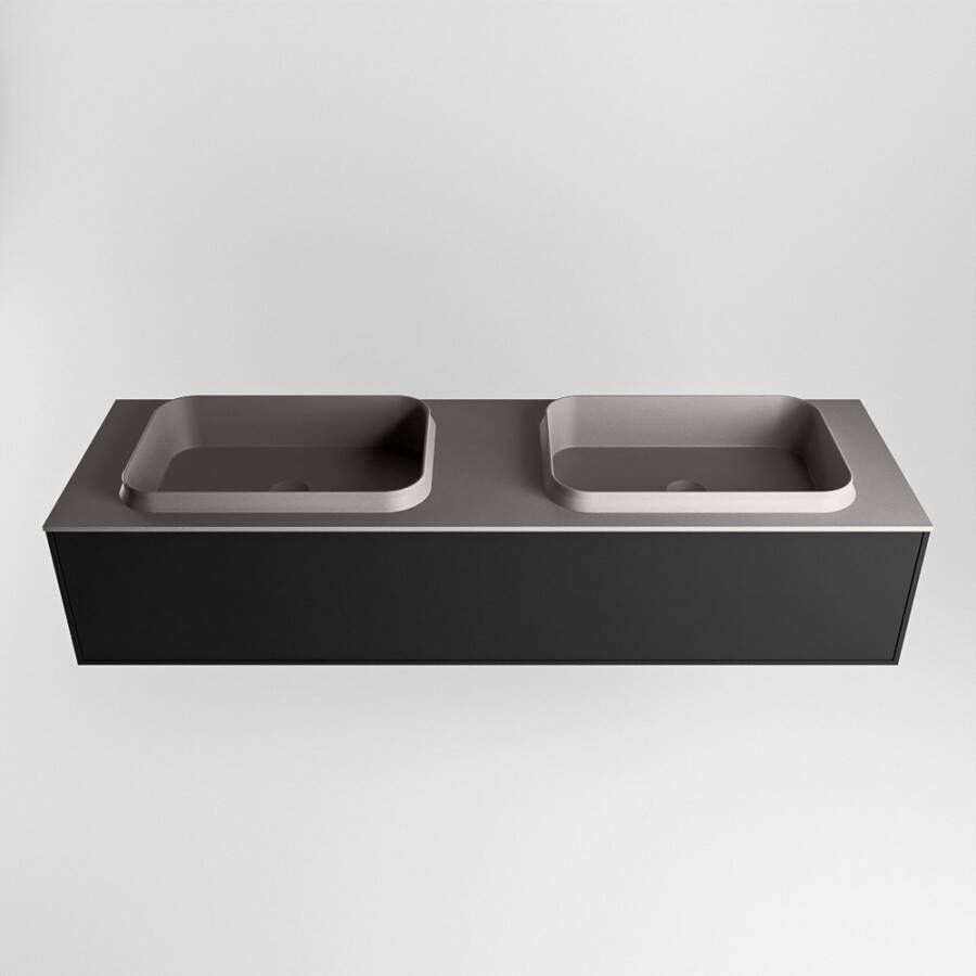 Mondiaz Erin badmeubel 150cm Urban Ridge wastafel Dark Grey Dubbel zonder kraangat