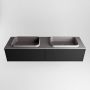 Mondiaz ERIN 150cm badmeubelset onderkast kleur Urban met 2 lades Wastafel RIDGE dubbel zonder kraangaten kleur Dark grey ERIN11555 - Thumbnail 4