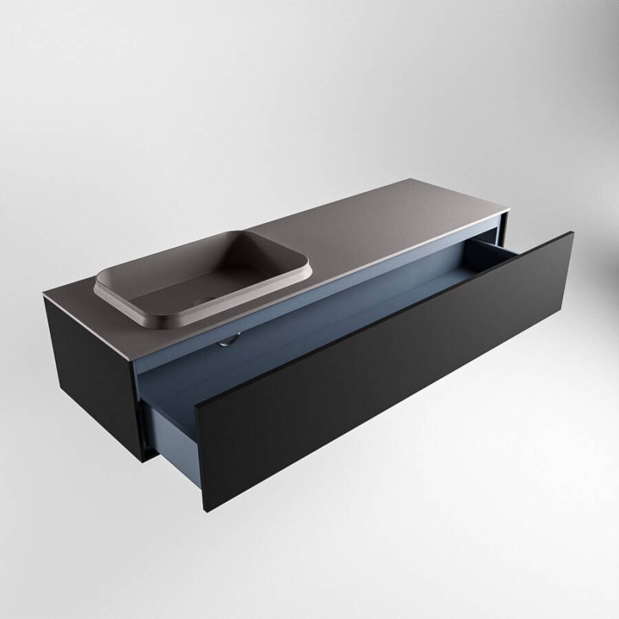 Mondiaz Erin badmeubel 150cm Urban Ridge wastafel Dark Grey Links met 1 kraangat