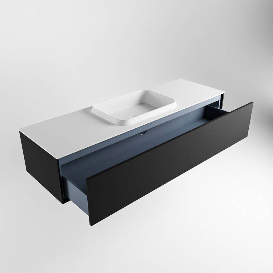 Mondiaz Erin badmeubel 150cm Urban Ridge wastafel Talc Midden zonder kraangat