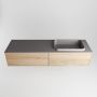 Mondiaz ERIN 150cm badmeubelset onderkast kleur Washed oak met 2 lades Wastafel RIDGE rechts zonder kraangaten kleur Dark grey ERIN12200 - Thumbnail 4