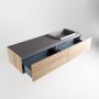 Mondiaz ERIN 150cm badmeubelset onderkast kleur Washed oak met 2 lades Wastafel RIDGE rechts zonder kraangaten kleur Dark grey ERIN12200 - Thumbnail 5