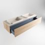 Mondiaz ERIN 150cm badmeubelset onderkast kleur Washed oak met 1 lade Wastafel RIDGE dubbel 2 kraangaten kleur Linen ERIN12942 - Thumbnail 5