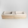 Mondiaz ERIN 150cm badmeubelset onderkast kleur Washed oak met 2 lades Wastafel RIDGE dubbel zonder kraangaten kleur Linen ERIN12949 - Thumbnail 4