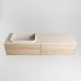 Mondiaz ERIN 150cm badmeubelset onderkast kleur Washed oak met 2 lades Wastafel RIDGE links zonder kraangaten kleur Linen ERIN12947 - Thumbnail 4