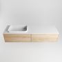 Mondiaz ERIN 150cm badmeubelset onderkast kleur Washed oak met 2 lades Wastafel RIDGE links 1 kraangat kleur Talc ERIN10706 - Thumbnail 4