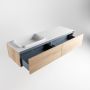 Mondiaz ERIN 150cm badmeubelset onderkast kleur Washed oak met 2 lades Wastafel RIDGE links 1 kraangat kleur Talc ERIN10706 - Thumbnail 5