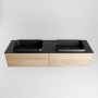 Mondiaz ERIN 150cm badmeubelset onderkast kleur Washed oak met 2 lades Wastafel RIDGE dubbel 2 kraangaten kleur Urban ERIN11456 - Thumbnail 4