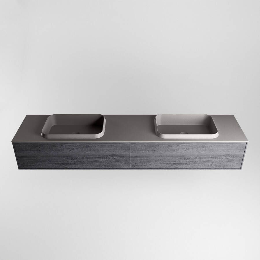 Mondiaz Erin badmeubel 200cm Antracite Ridge wastafel Dark Grey Dubbel zonder kraangat