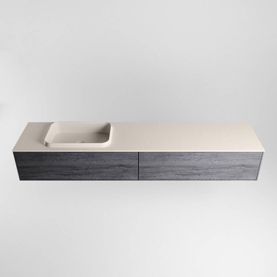 Mondiaz Erin badmeubel 200cm Antracite Ridge wastafel Linen Links zonder kraangat