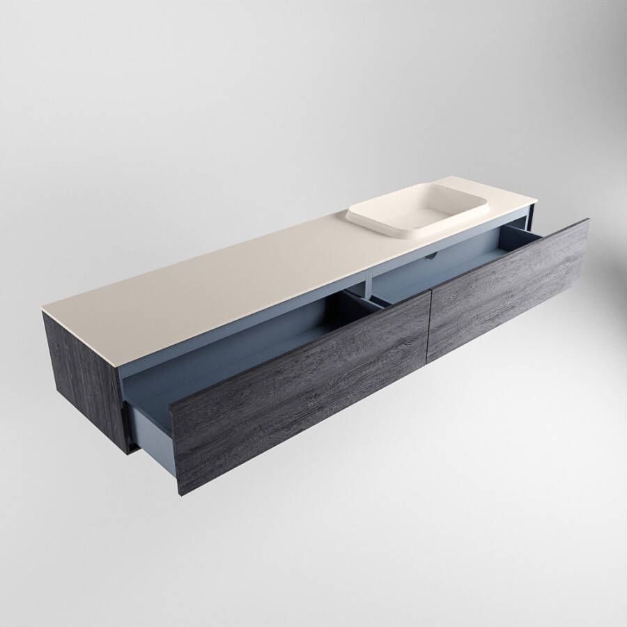 Mondiaz Erin badmeubel 200cm Antracite Ridge wastafel Linen Rechts met 1 kraangat