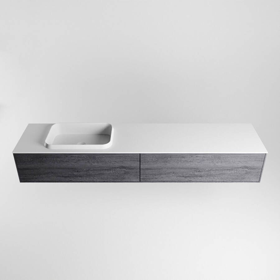 Mondiaz Erin badmeubel 200cm Antracite Ridge wastafel Talc Links zonder kraangat