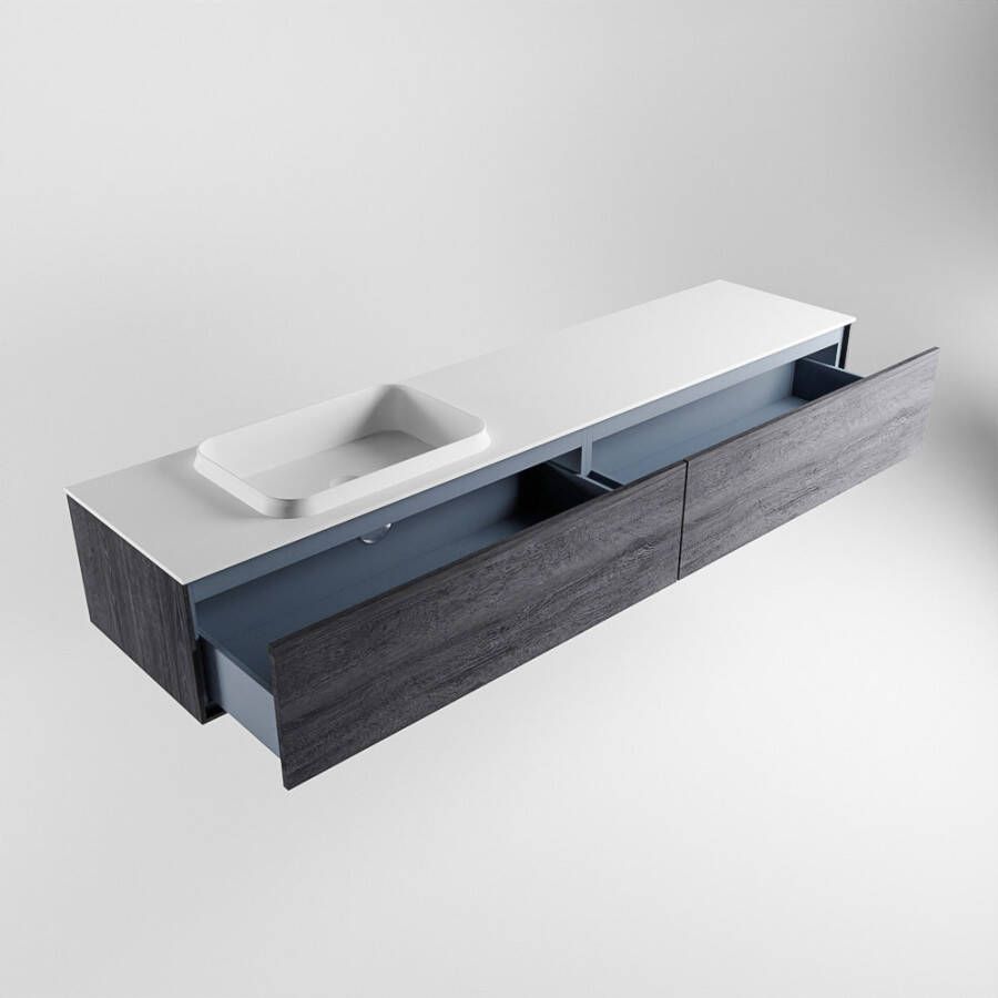 Mondiaz Erin badmeubel 200cm Antracite Ridge wastafel Talc Links zonder kraangat