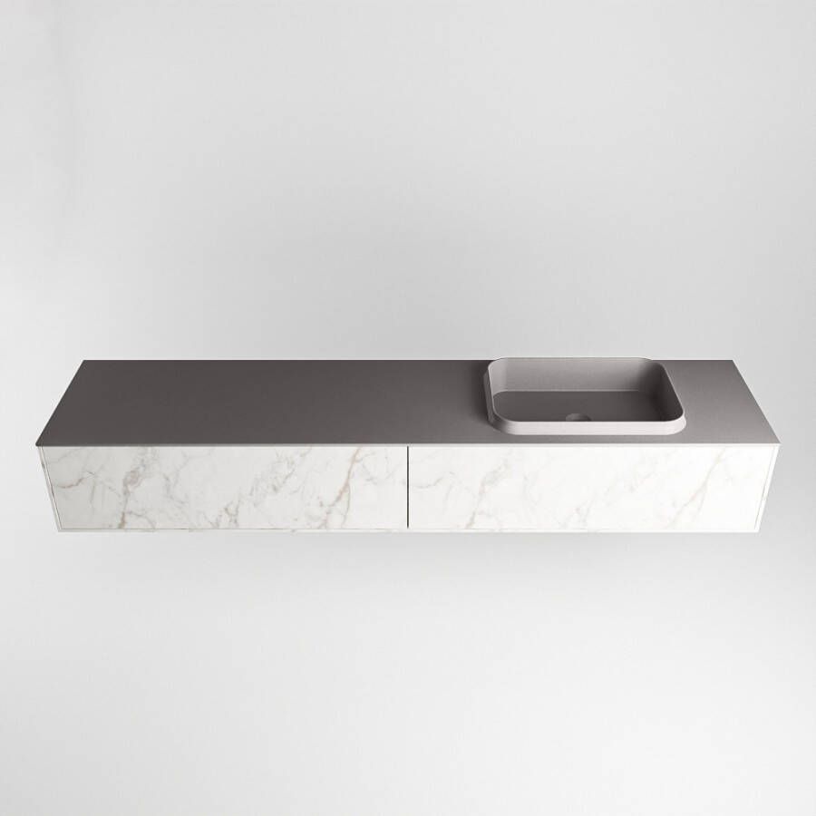 Mondiaz Erin badmeubel 200cm Cararra Ridge wastafel Dark Grey Rechts met 1 kraangat