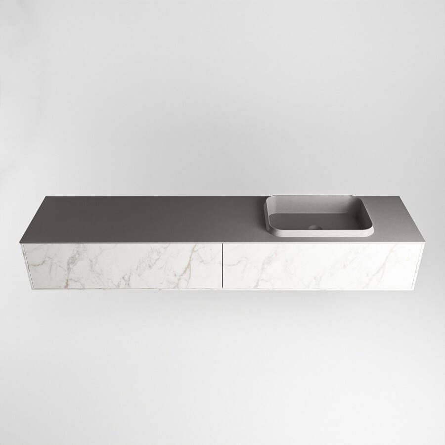 Mondiaz Erin badmeubel 200cm Cararra Ridge wastafel Dark Grey Rechts zonder kraangat